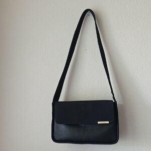 Rosetti Classic Black Shoulder Bag Leather & Nylon 10"x7"x 3" Minimalist Capsule